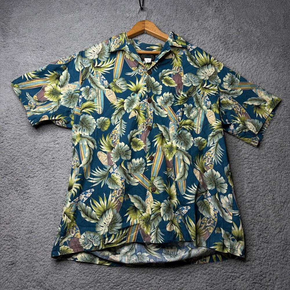 Hawaiian Shirt Men's XL Surf Aloha Short Sleeve Button Up Tropical